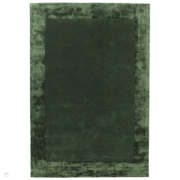 Ascot Modern Plain Hand-Woven Wool Centred Loop Pile Metallic Shimmer Wide Viscose Border Deep Forest Green/Emerald Green Rug-Asiatic Carpets-Rug Love - The Most Loved Rug Store